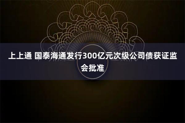 上上通 国泰海通发行300亿元次级公司债获证监会批准